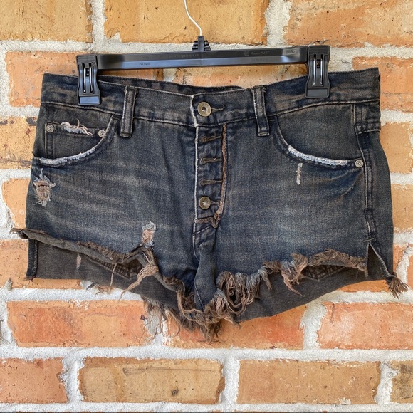 Free People Shorts Acid Wash Look Loose Hem W 25 - Picture 1 of 8